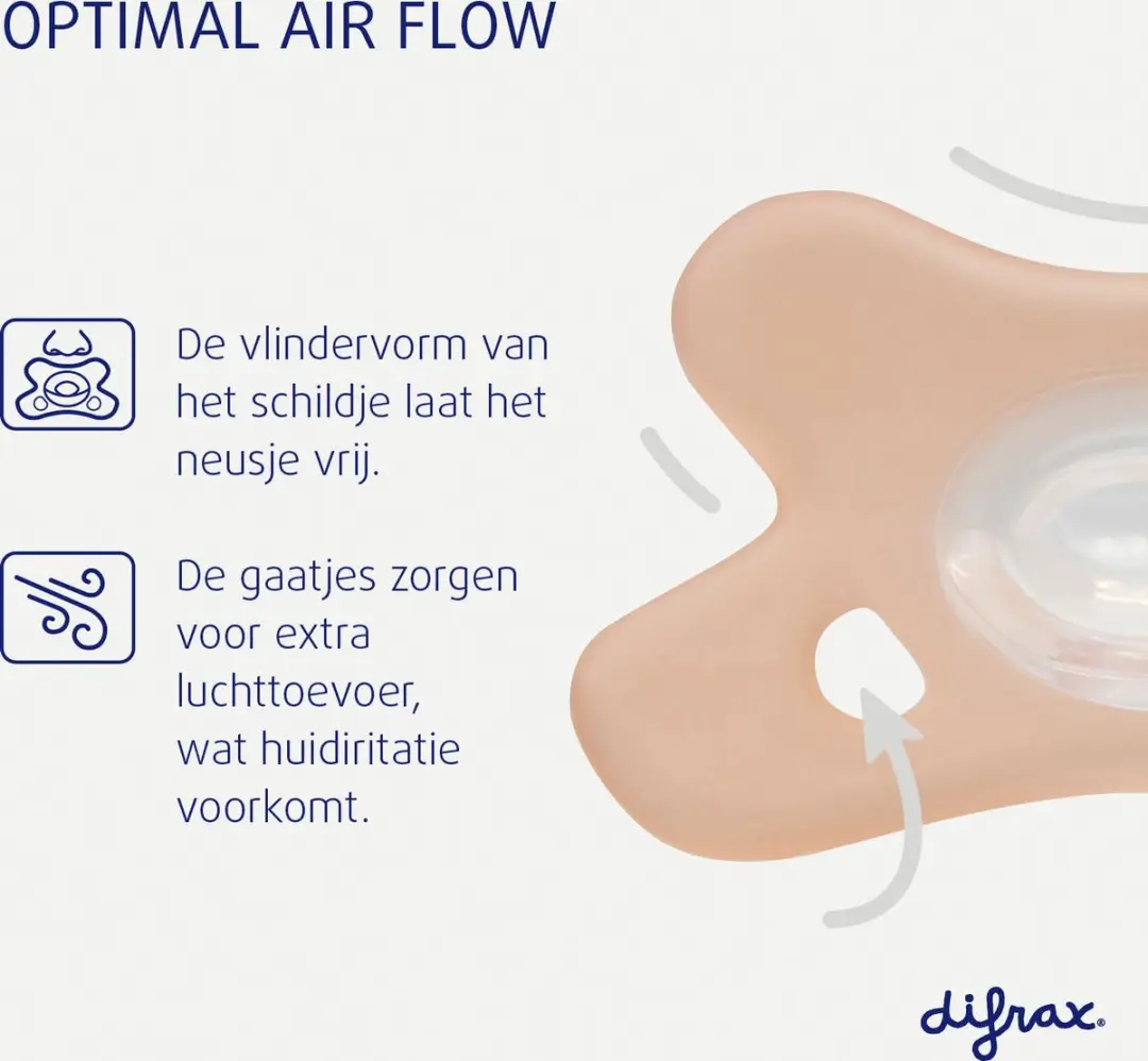 Difrax Fopspeen Natural Siliconen 6-12m - 2 Stuks - Rood/Oranje