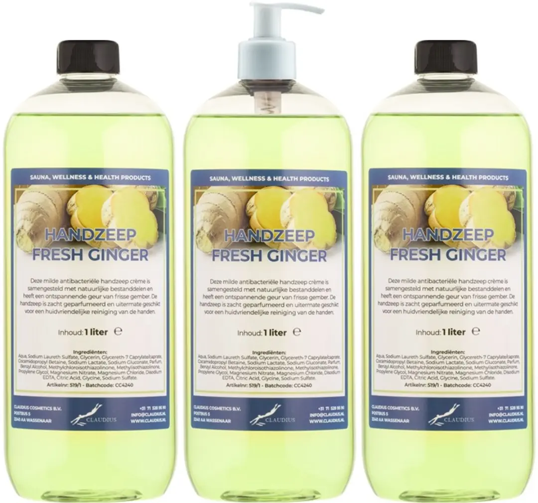 Splashbox Cosmetics Handzeep Fresh Ginger 1L - 3 Stuks