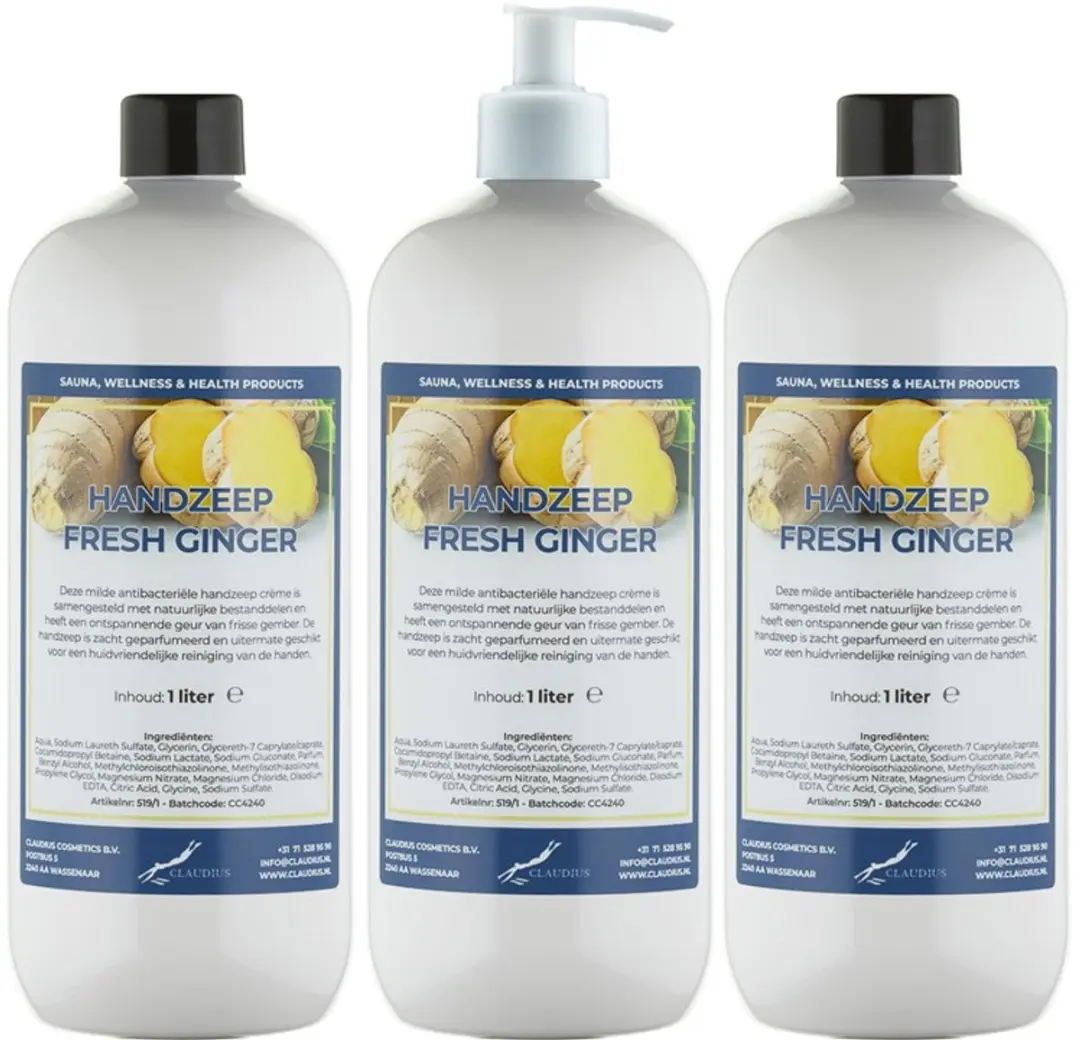Splashbox Cosmetics Handzeep Fresh Ginger 1L - 3 Stuks