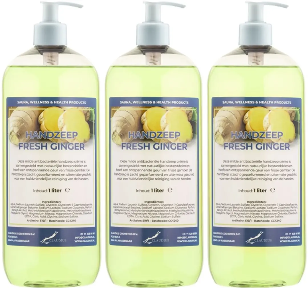 Splashbox Cosmetics Handzeep Fresh Ginger 1L - 3 Stuks