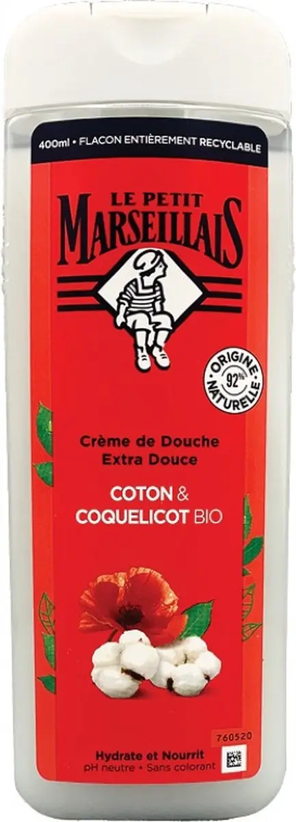 Le Petit Marseillais Douchegel Bio Katoenmelk & Papaver 400ml - 12 Stuks