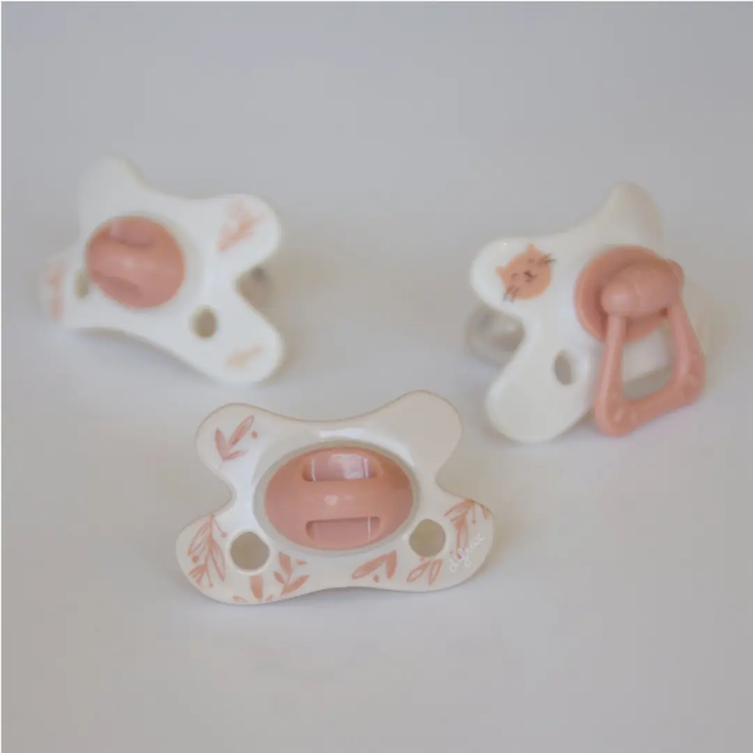 Difrax Natural Fopspeen Newborn Blaadjes Roze - 2 Stuks