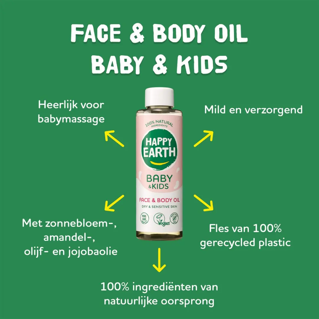 Happy Earth Baby & Kids Gezicht & Lichaam Olie - 6x150ml