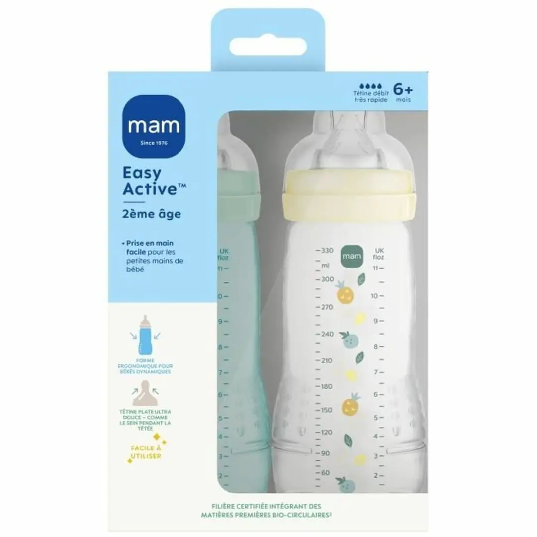 MAM Easy Active 2 Zuigflessen 330ml - 2e Fase - Parel/Watergroen - afbeelding 6 van 6