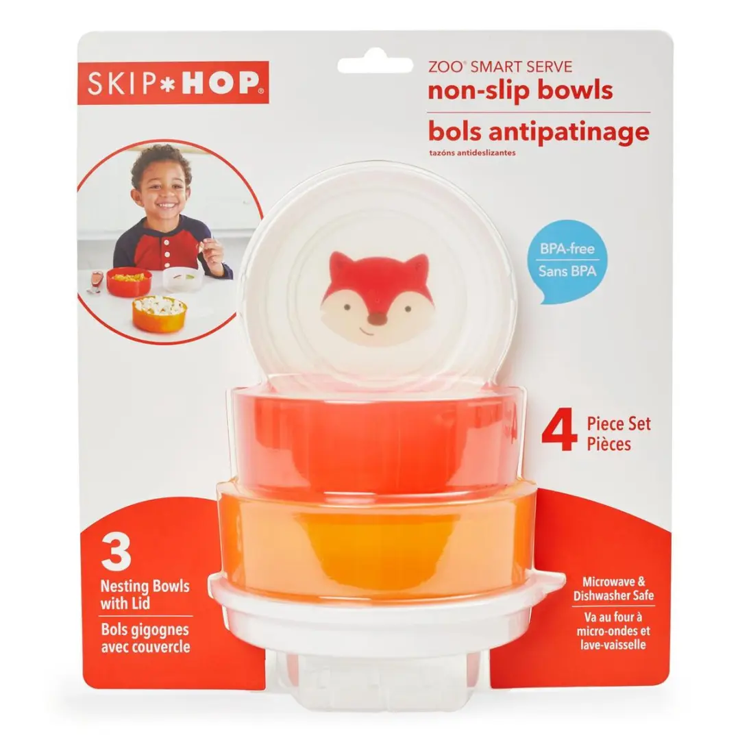Skip Hop Zoo Smart Serve Kom - 3 Stuks - Rood/Orange/Wit - afbeelding 6 van 6