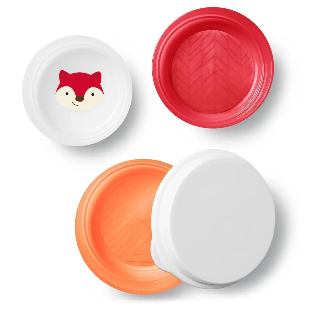 Skip Hop Zoo Smart Serve Kom - 3 Stuks - Rood/Orange/Wit - afbeelding 2 van 6