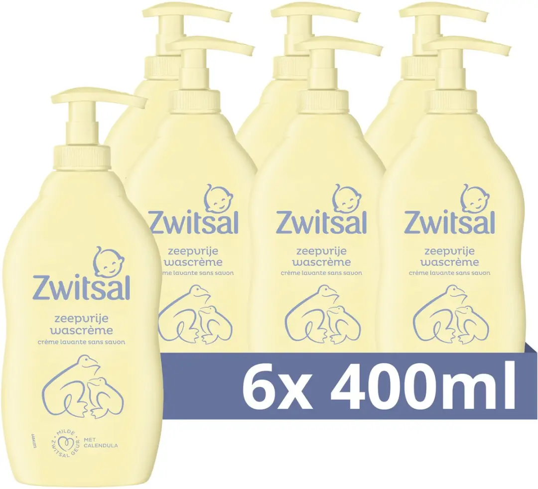 Zwitsal Zeepvrije Wascrème 400ml - 6 Stuks