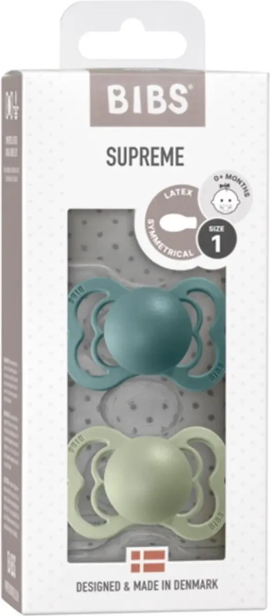 BIBS Supreme Maat 1 Fopspenen - 2 Stuks - Blauw/Island Sea