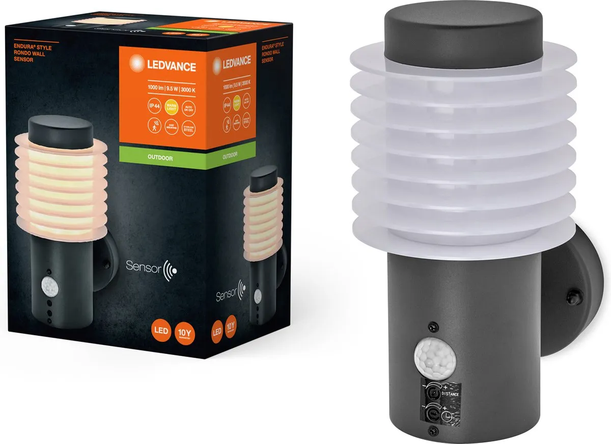 LEDVANCE Endura Style Rondo Wandlamp Sensor 9,5W - Donkergrijs