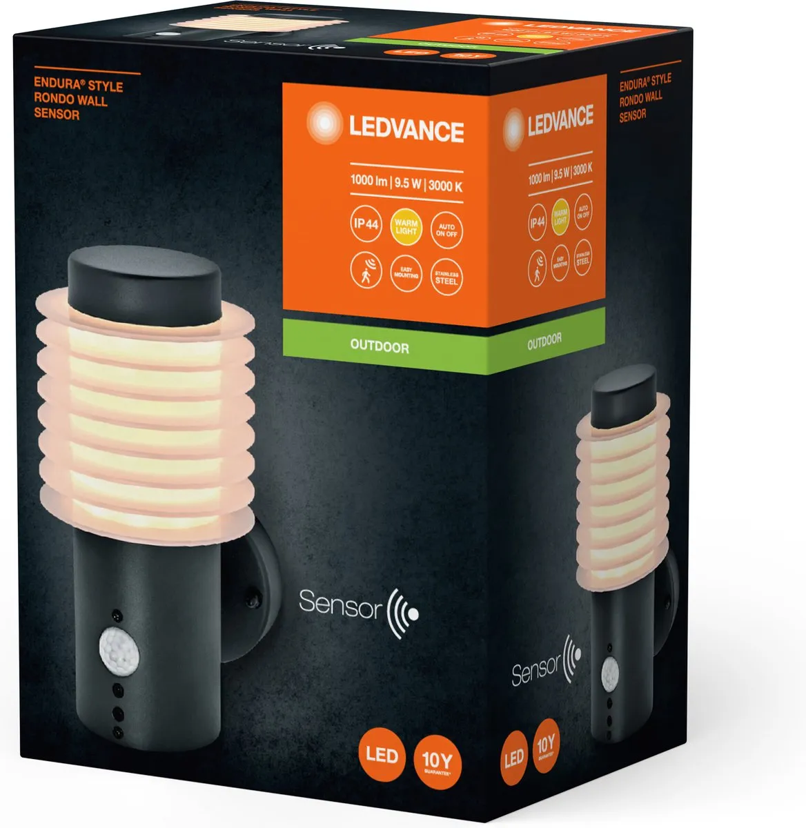 LEDVANCE Endura Style Rondo Wandlamp Sensor 9,5W - Donkergrijs
