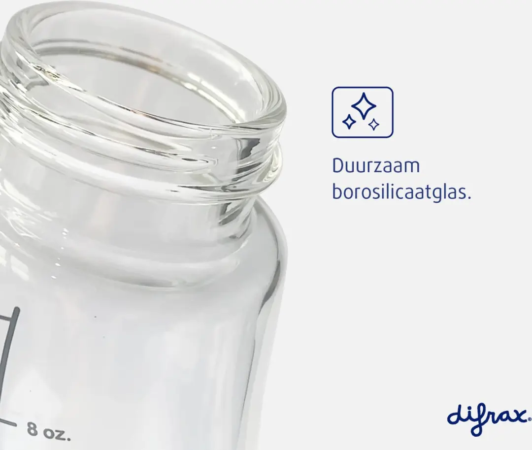 Difrax Natural Glazen Babyfles 310ml - Wit - afbeelding 3 van 6