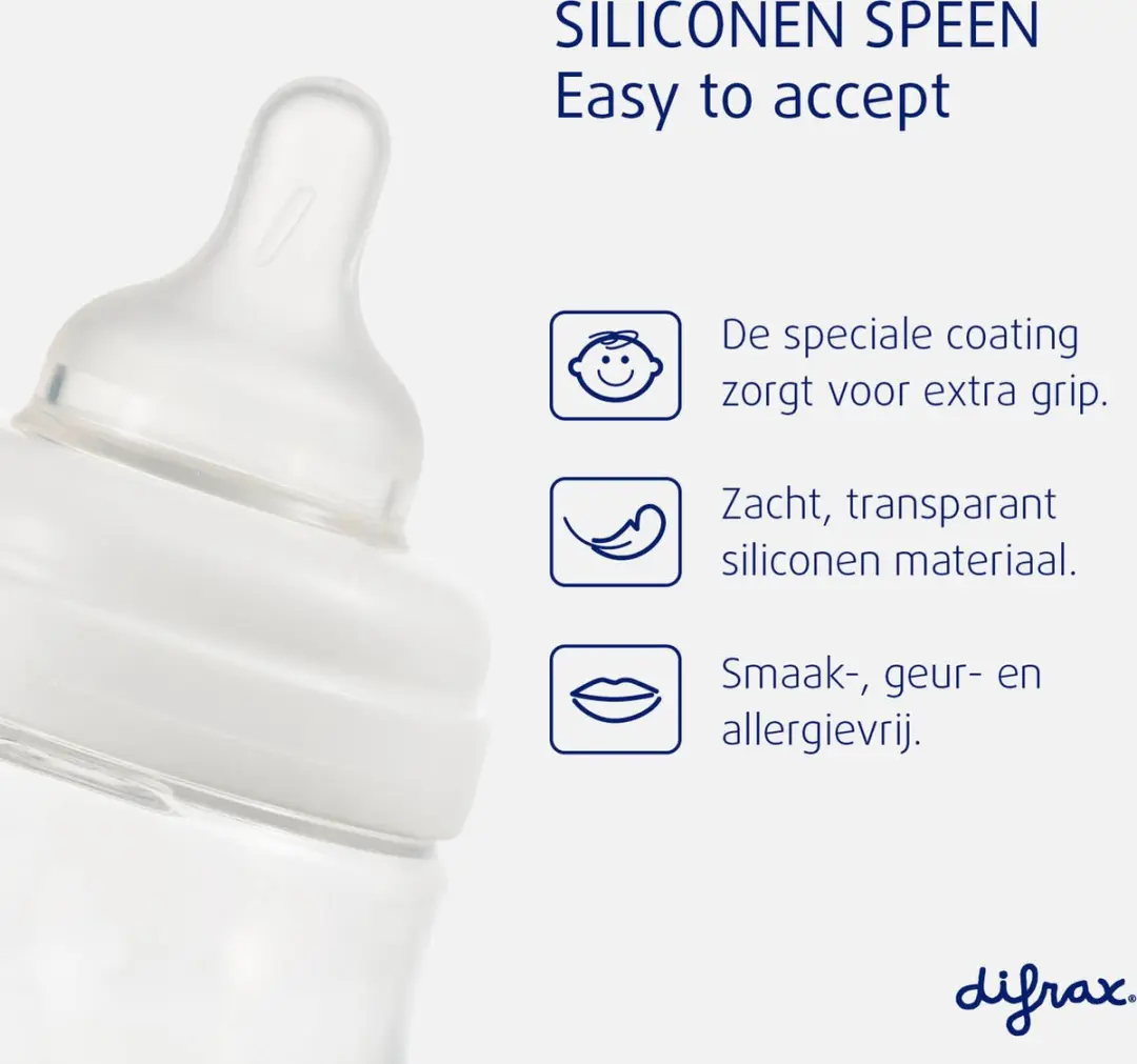 Difrax Natural Glazen Babyfles 310ml - Wit - afbeelding 5 van 6