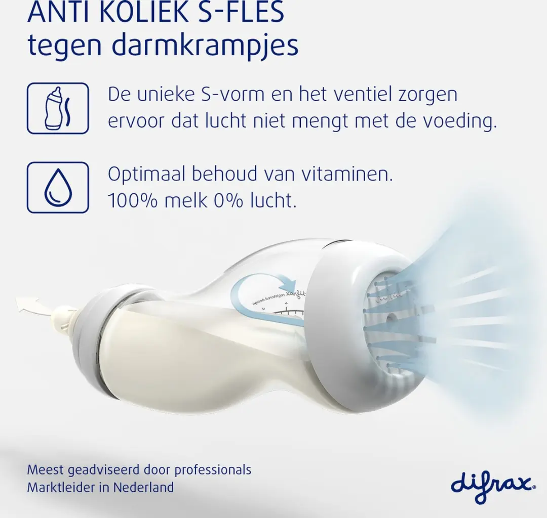 Difrax Natural Glazen Babyfles 310ml - Wit - afbeelding 4 van 6