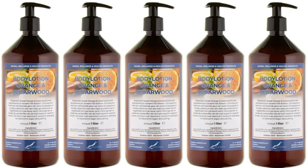 Splashbox Cosmetics Bodylotion Sweet Orange & Cedarwood 1L - 5 Stuks