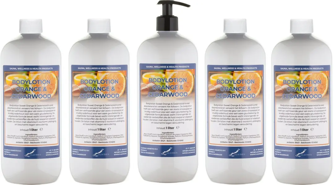 Splashbox Cosmetics Bodylotion Sweet Orange & Cedarwood 1L - 5 Stuks