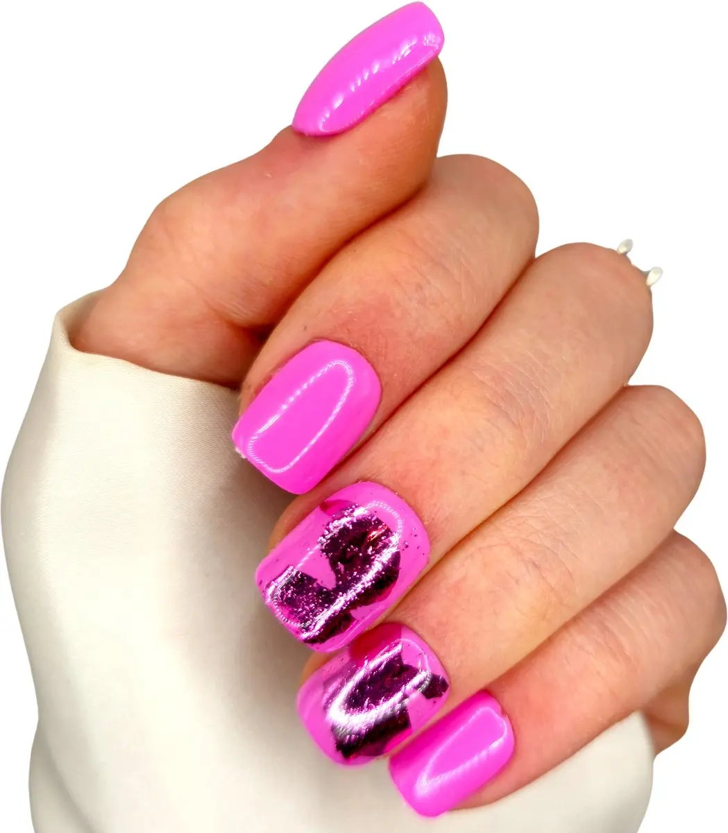 SD Press on Nails B248 Plaknagels Roze Flakes - 20 Stuks