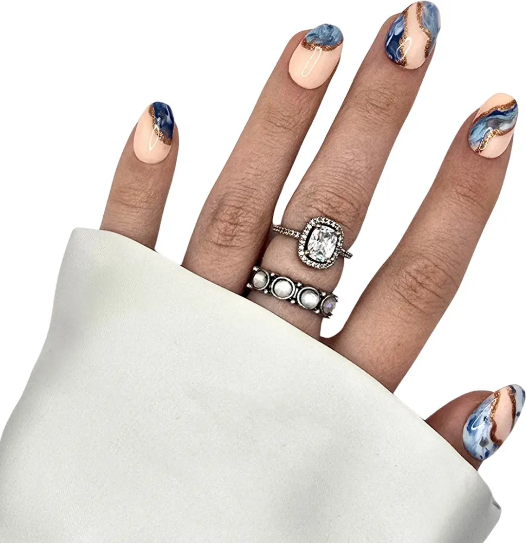 SD Press on Nails No. 45 Oceans Blauw Marble - 20 Stuks