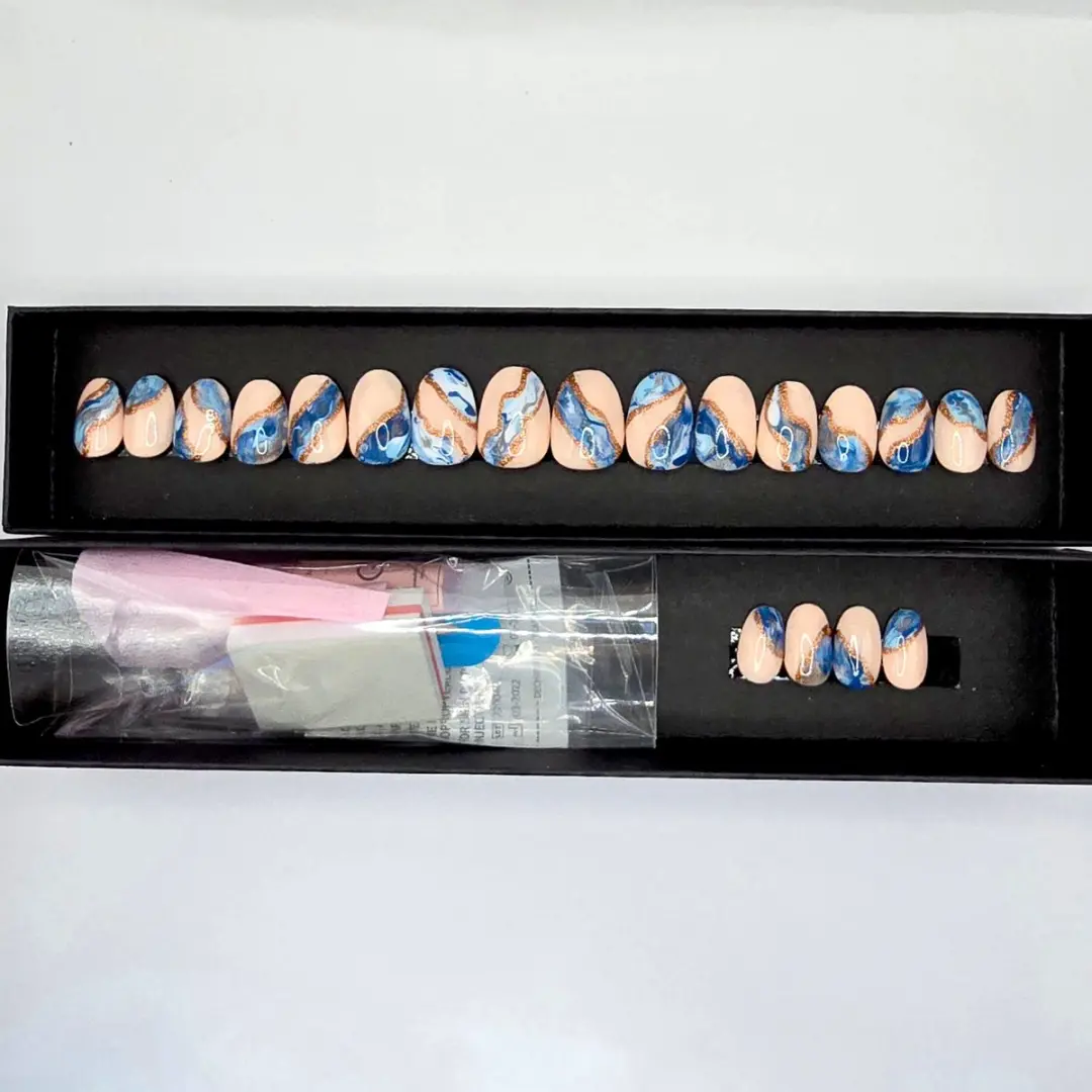 SD Press on Nails No. 45 Oceans Blauw Marble - 20 Stuks