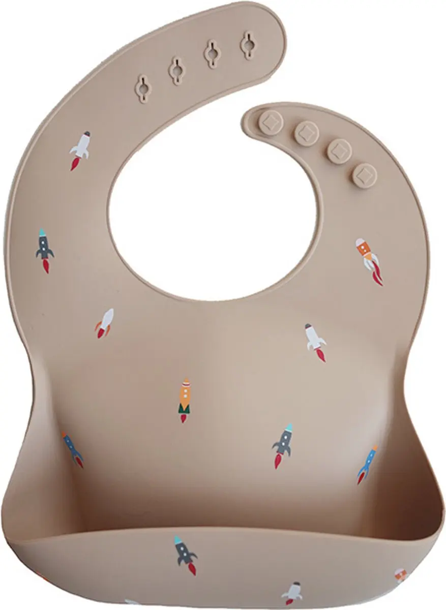 Mushie Siliconen Baby Slabbetje Rocket A0004