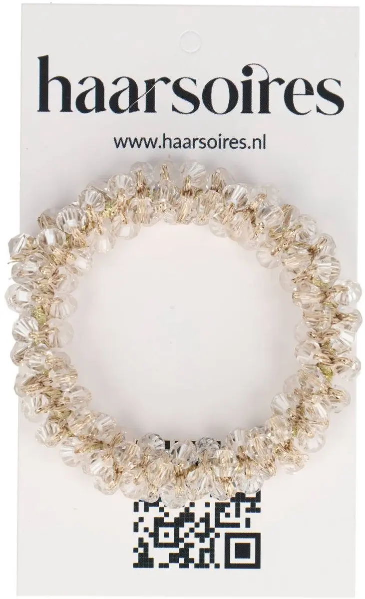 Haarsoires Haarelastiek Facetkralen Transparant Wit