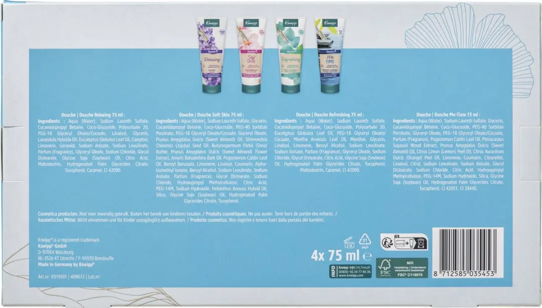 Kneipp Luxe Geschenkset Douchegel - 4x75ml