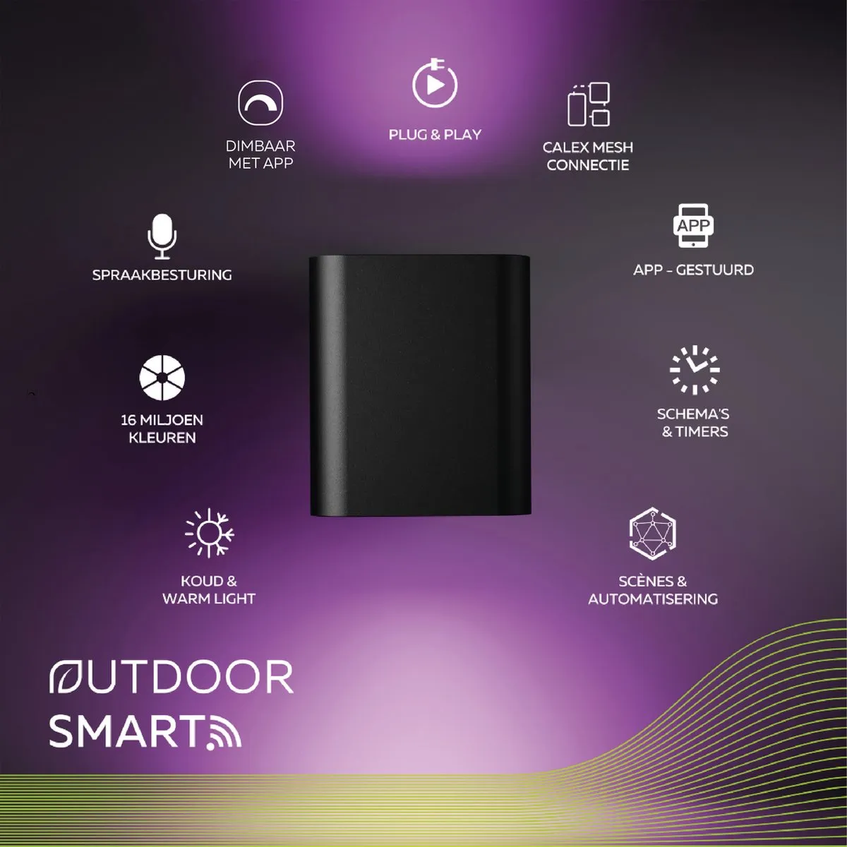 Calex Smart Outdoor LED Wandlamp RGBW 6W - Zwart