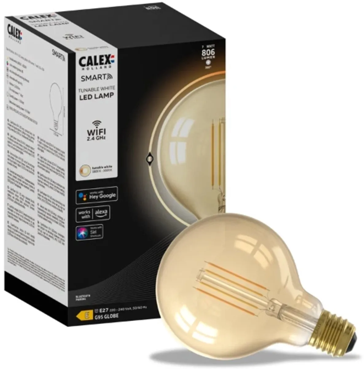 Calex Slimme LED Globe 7W - Set van 2 - Goud - E27 - 1800K - afbeelding 6 van 6