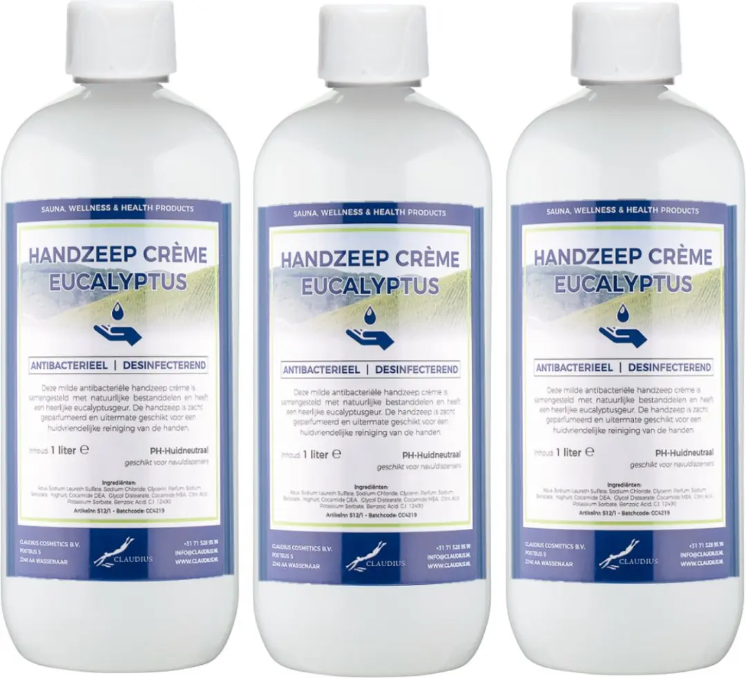 Splashbox Cosmetics Handzeep Crème Eucalyptus 1L - 3 Stuks
