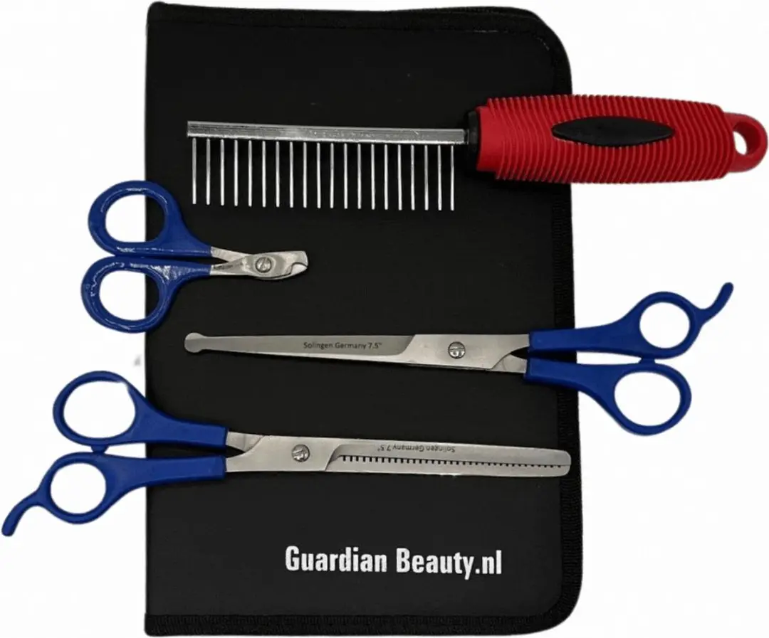 Guardian Beauty Huisdierenschaarset 5-delig - Roestvrijstaal - Rode handgreep