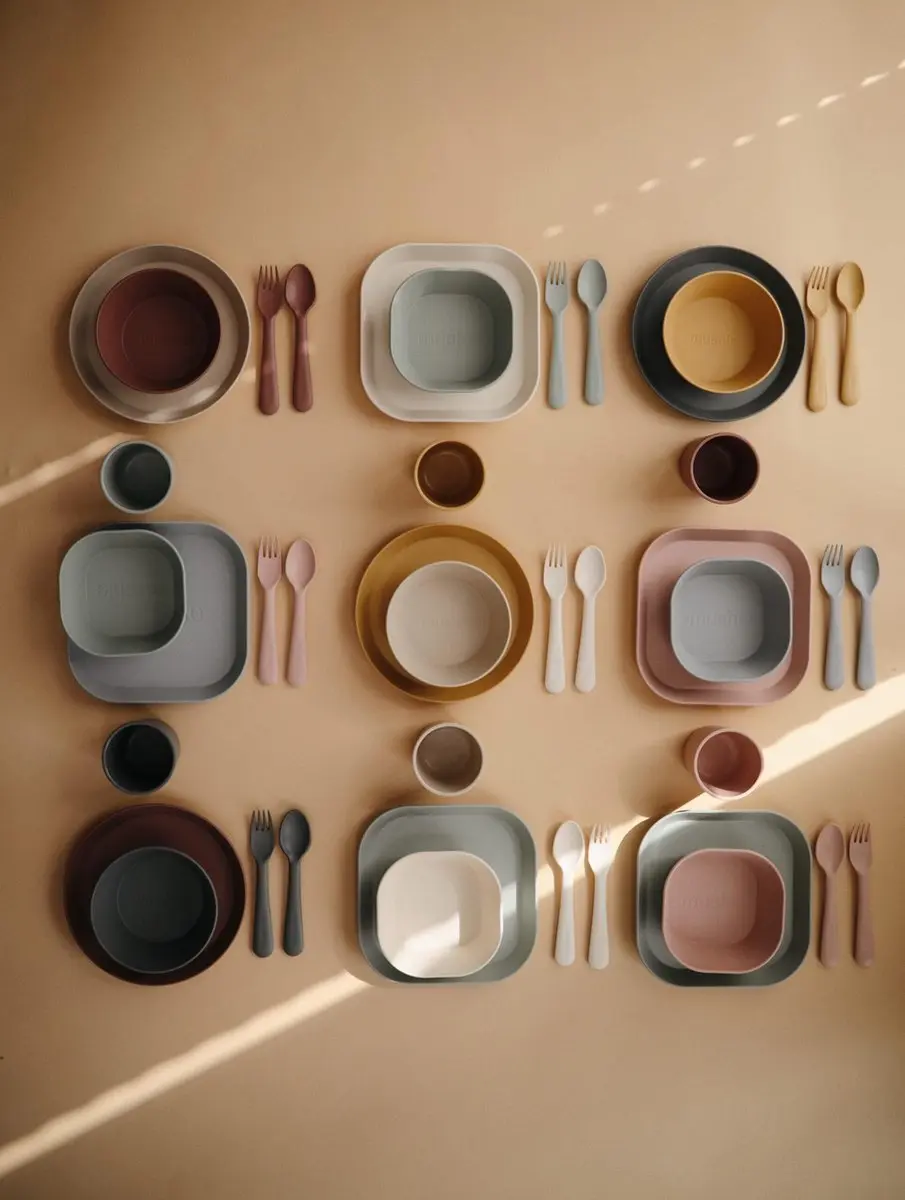 Mushie Kinderbestek Set Lepel en Vork - Smoke