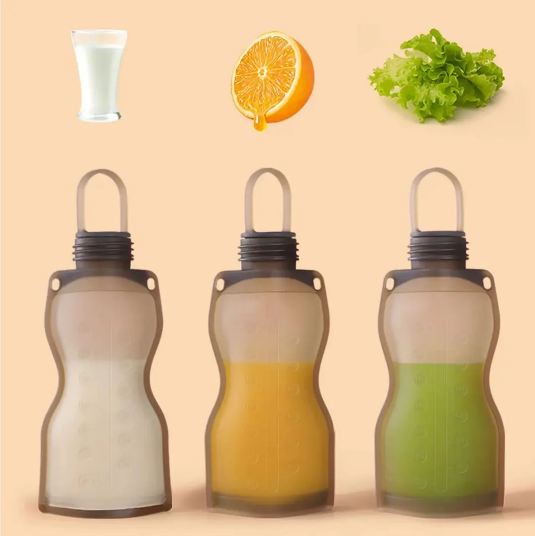 Haakaa Silicone Melkopslagzakken 260ml - 2 Stuks - Grijs