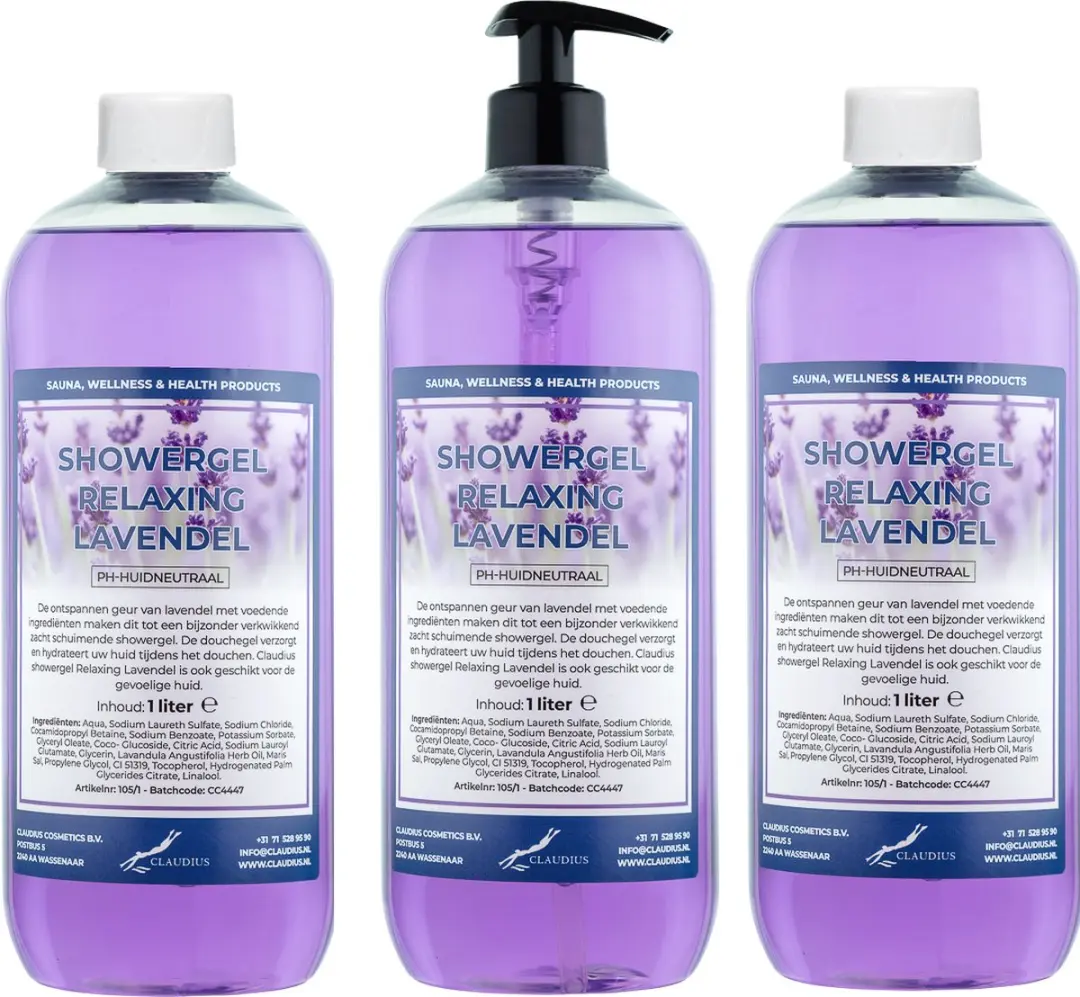 Splashbox Cosmetics Claudius Douchegel Lavendel 1L - 3 Stuks