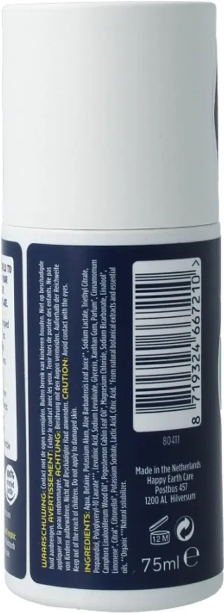 Happy Earth Deo Roller Lemon Sandelwood 75ml