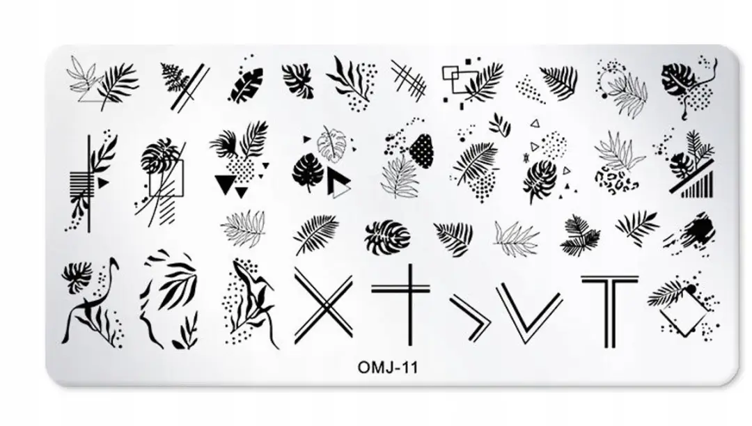 Born Pretty OMJ-11 Nagelstempel Plectrum - Blad/Varen
