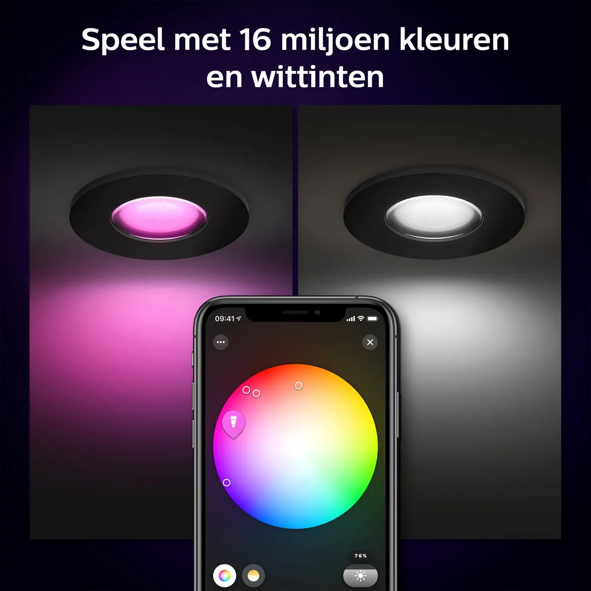 Philips Hue Xamento Inbouwspot RGBW - Zwart