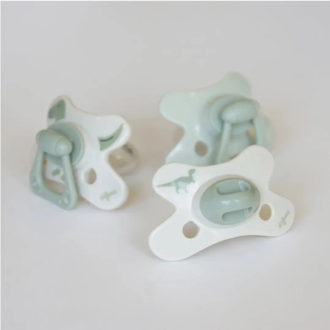 Difrax Natural Fopspeen 0-6 Maanden - Groen Dinoprint - 2 Stuks