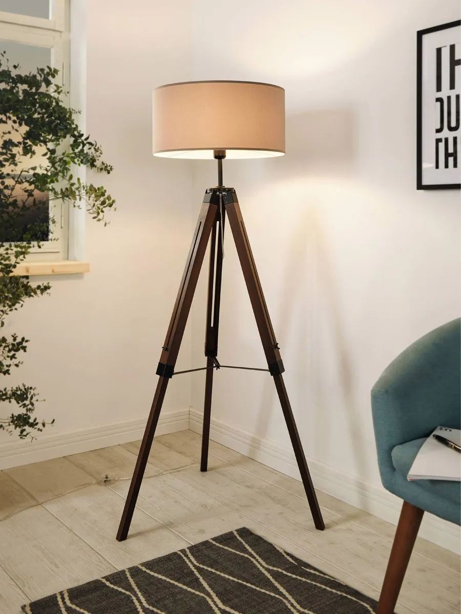 Eglo Lantada Vloerlamp 143cm - Hout - Taupe