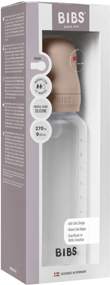 BIBS Fles Medium Flow 270ml - 6 Stuks - Roze