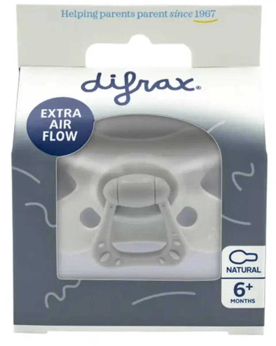 Difrax Fopspeen Natural 6+ Mnd Grijs