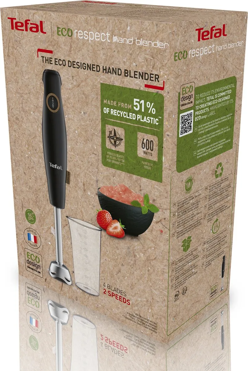 Tefal Respect HB46E8 Staafmixer 600W - 0,8L - Zwart - afbeelding 6 van 6