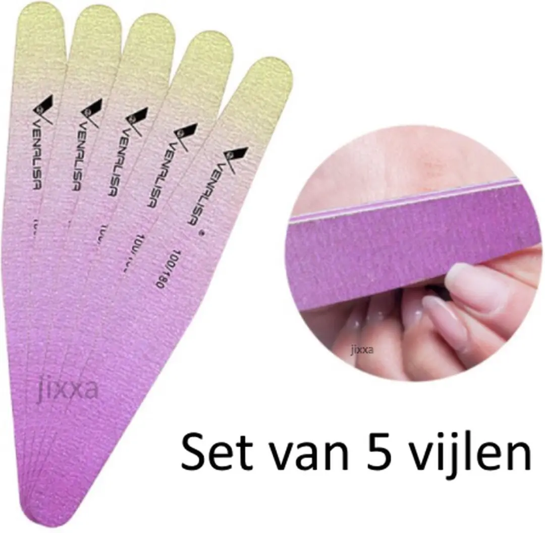 Venalisa Nagelvijlset 5-delig - 100/180 grit - Paars/Geel