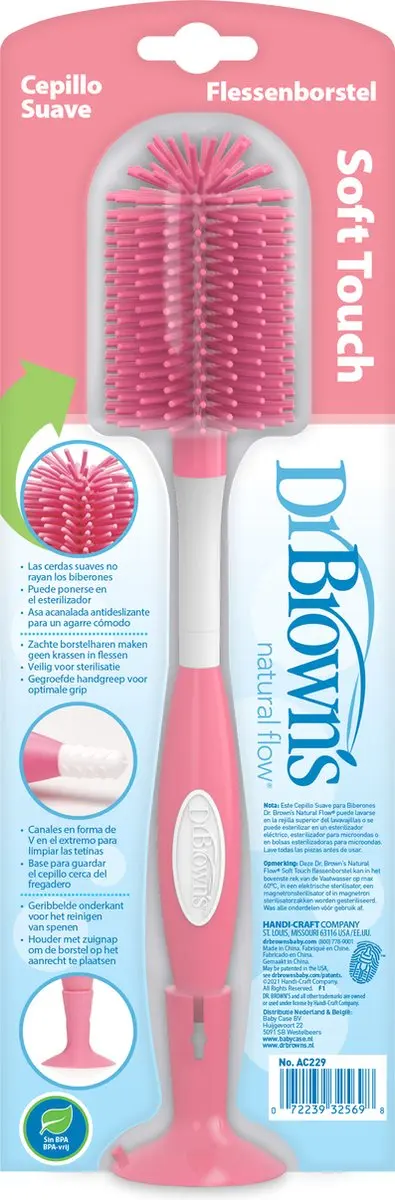 Dr. Brown's Flessenborstel Roze - Siliconen