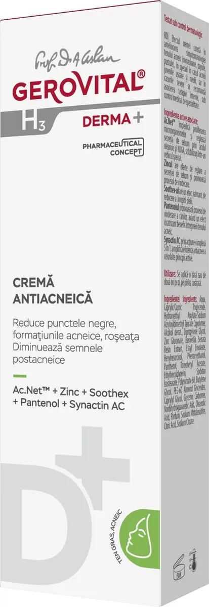 Gerovital H3 Derma Anti-Acnecrème Zink 50ml