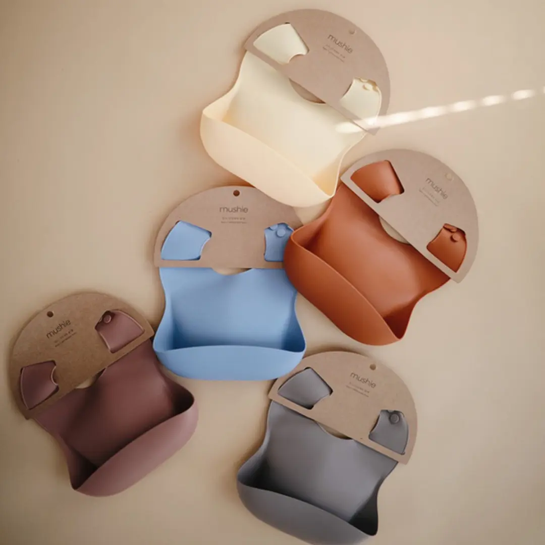Mushie Siliconen Baby Slabber - Dove Grey