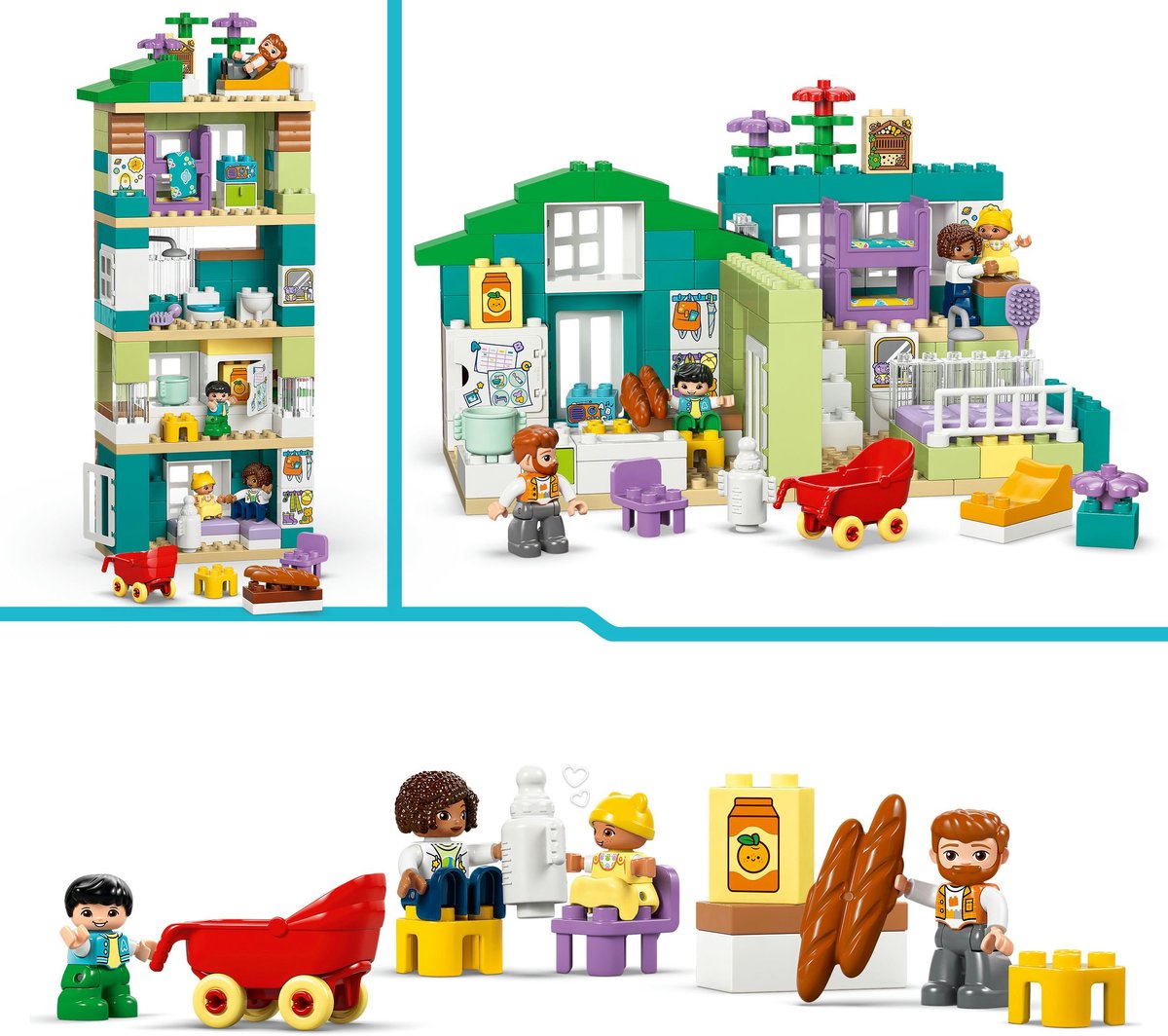 LEGO Duplo modern familiehuis met figuren - 3-in-1 speelgoedset.