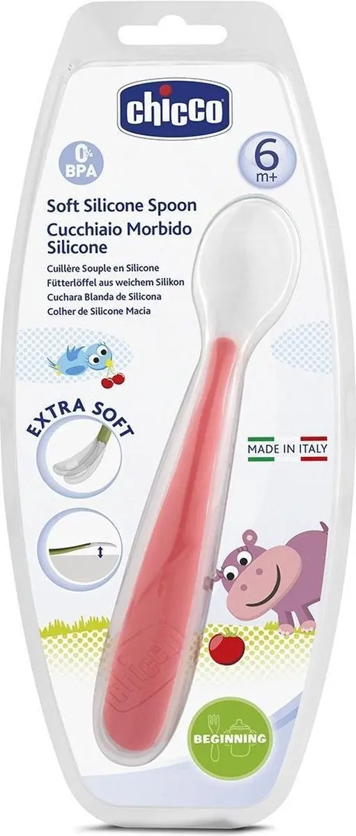 Chicco Zachte Silicone Lepel Bourgondië - 3-delig