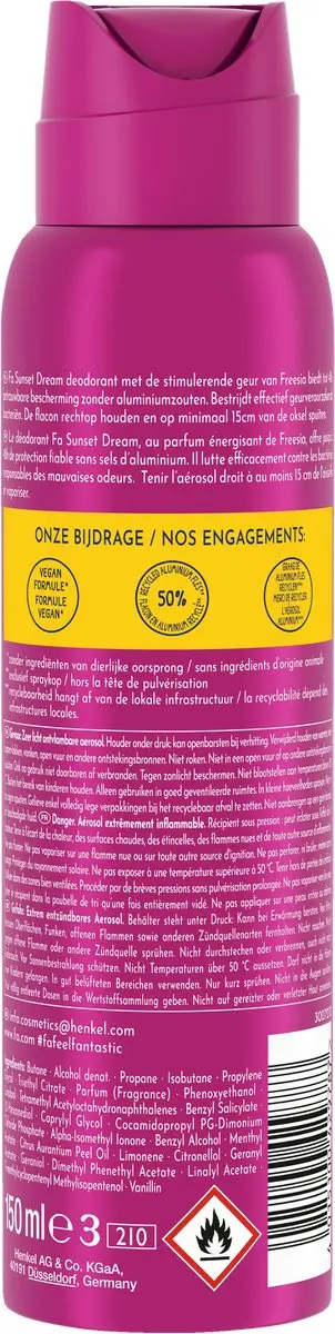 Fa Sunset Dream Deodorant Spray 6x150ml - afbeelding 6 van 6