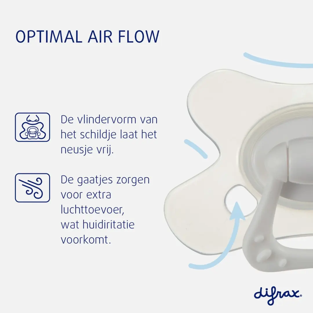 Difrax Natural Fopspeen 18+ Maanden - Lichtgrijs - 2 Stuks