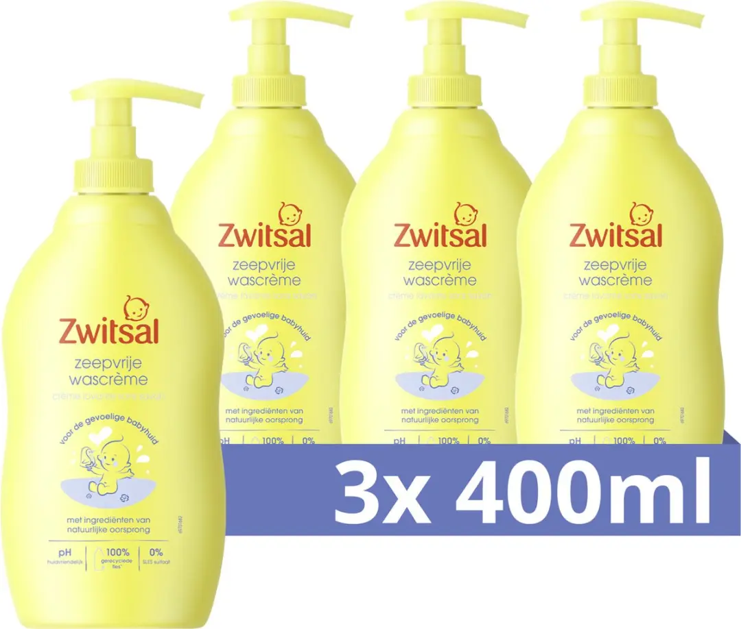 Zwitsal Baby Zeepvrije Wascrème 400ml - 3 Stuks