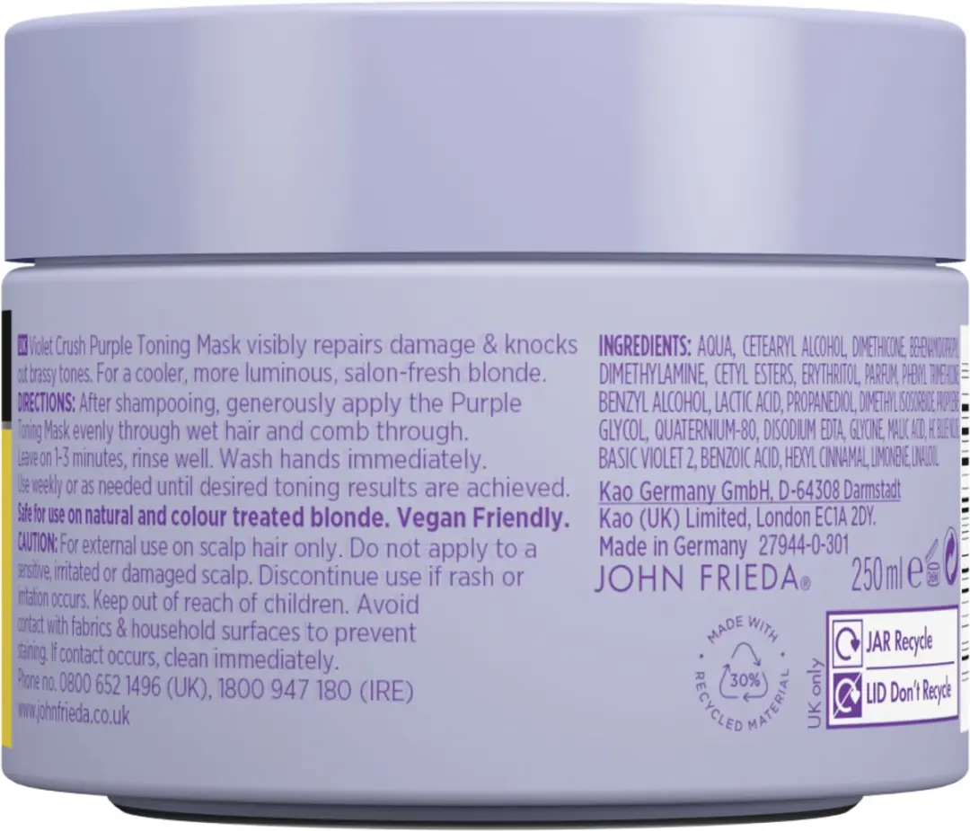 John Frieda Violet Crush Purple Toning Haarmasker 250ml